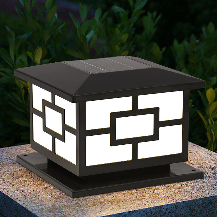 Contemporary Industrial ABS Cube LED Waterproof Solar Post Lamp For Outdoor Patio