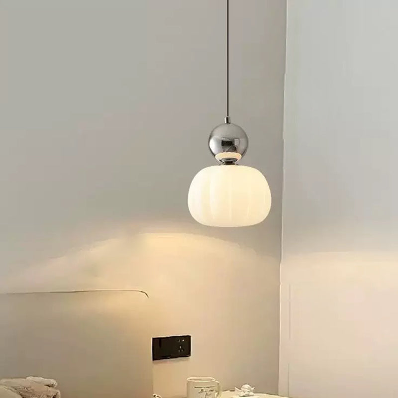 Contemporary Scandinavian Round Iron Acrylic 1-Light Pendant Light For Bedroom