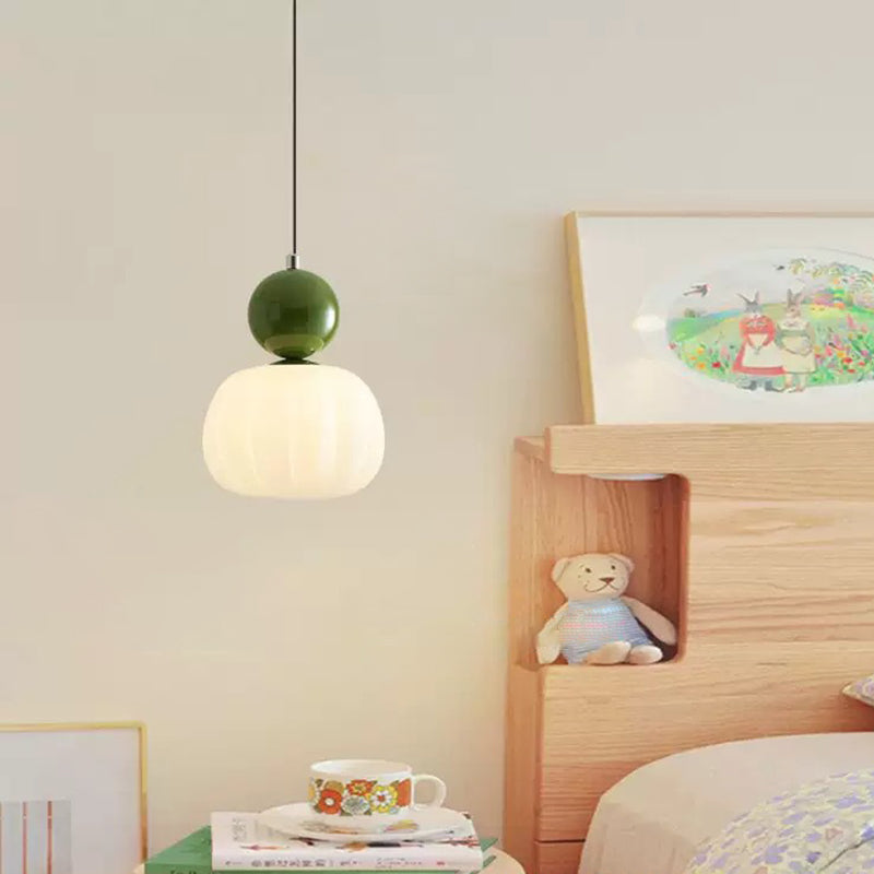 Contemporary Scandinavian Round Iron Acrylic 1-Light Pendant Light For Bedroom