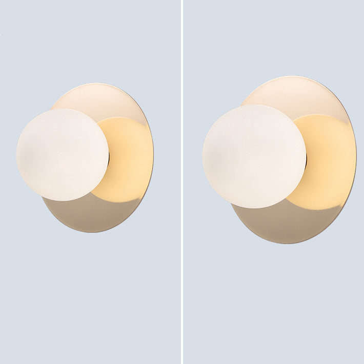 Contemporary Creative Round Glass Iron 1-light Wall Sconce Lamp For Bedroom