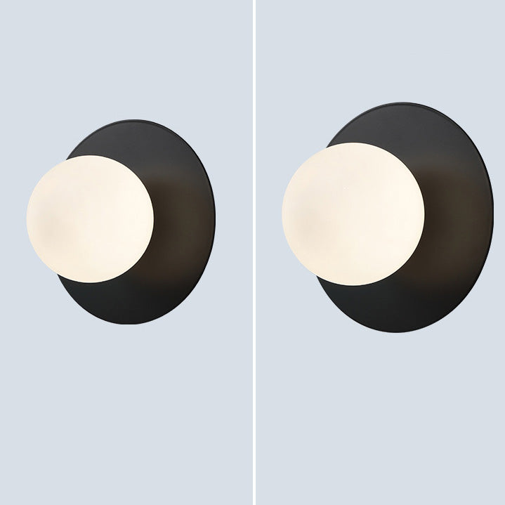 Contemporary Creative Round Glass Iron 1-light Wall Sconce Lamp For Bedroom