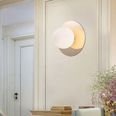 Contemporary Creative Round Glass Iron 1-light Wall Sconce Lamp For Bedroom