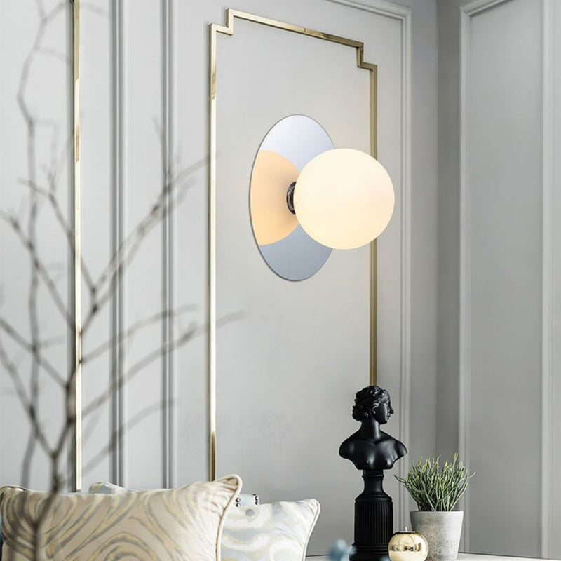 Contemporary Creative Round Glass Iron 1-light Wall Sconce Lamp For Bedroom