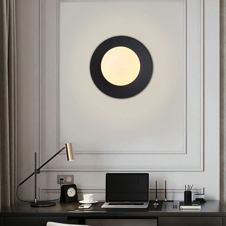 Contemporary Creative Round Glass Iron 1-light Wall Sconce Lamp For Bedroom