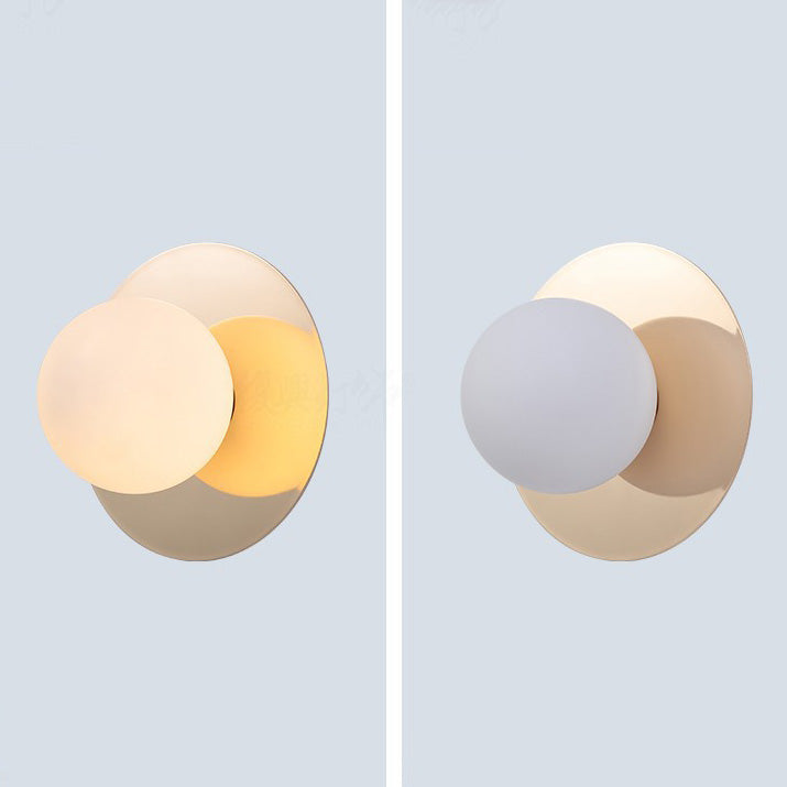 Contemporary Creative Round Glass Iron 1-light Wall Sconce Lamp For Bedroom