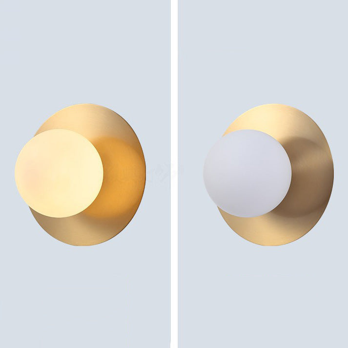 Contemporary Creative Round Glass Iron 1-light Wall Sconce Lamp For Bedroom