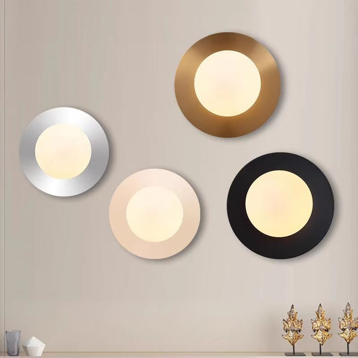 Applique murale contemporaine créative ronde en verre et fer à 1 lumière pour chambre 