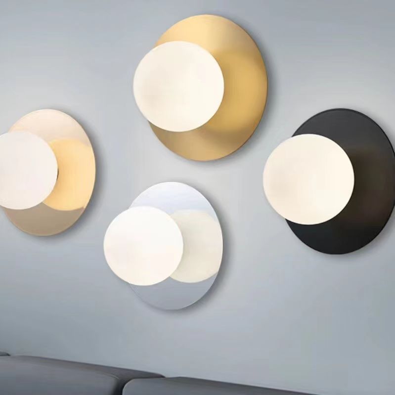 Contemporary Creative Round Glass Iron 1-light Wall Sconce Lamp For Bedroom