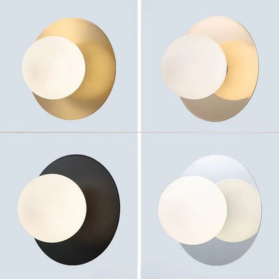 Contemporary Creative Round Glass Iron 1-light Wall Sconce Lamp For Bedroom