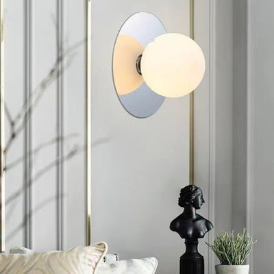 Contemporary Creative Round Glass Iron 1-light Wall Sconce Lamp For Bedroom