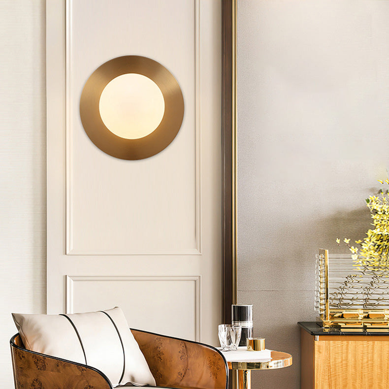 Contemporary Creative Round Glass Iron 1-light Wall Sconce Lamp For Bedroom