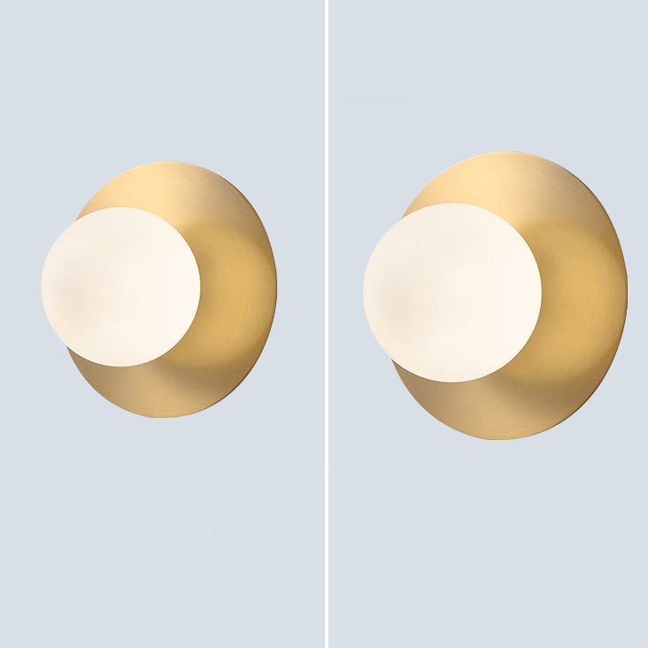 Contemporary Creative Round Glass Iron 1-light Wall Sconce Lamp For Bedroom