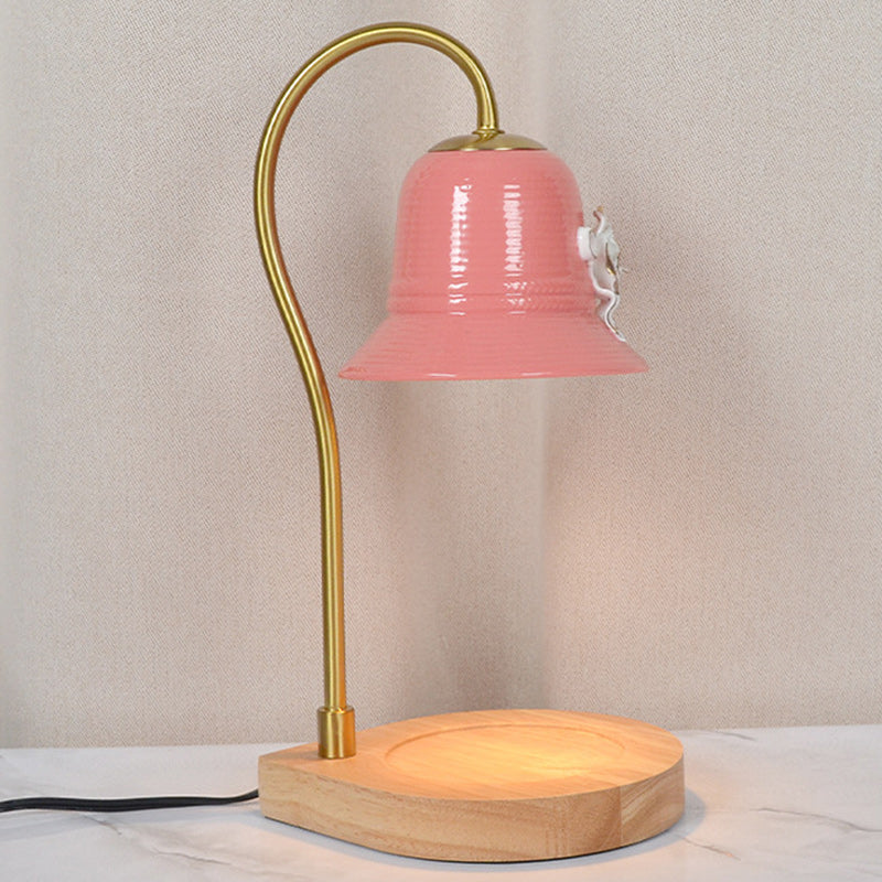 Lampe de table en fer à une lumière avec base en forme de larme vintage traditionnelle et fleur pour faire fondre la cire aromatique pour chambre 