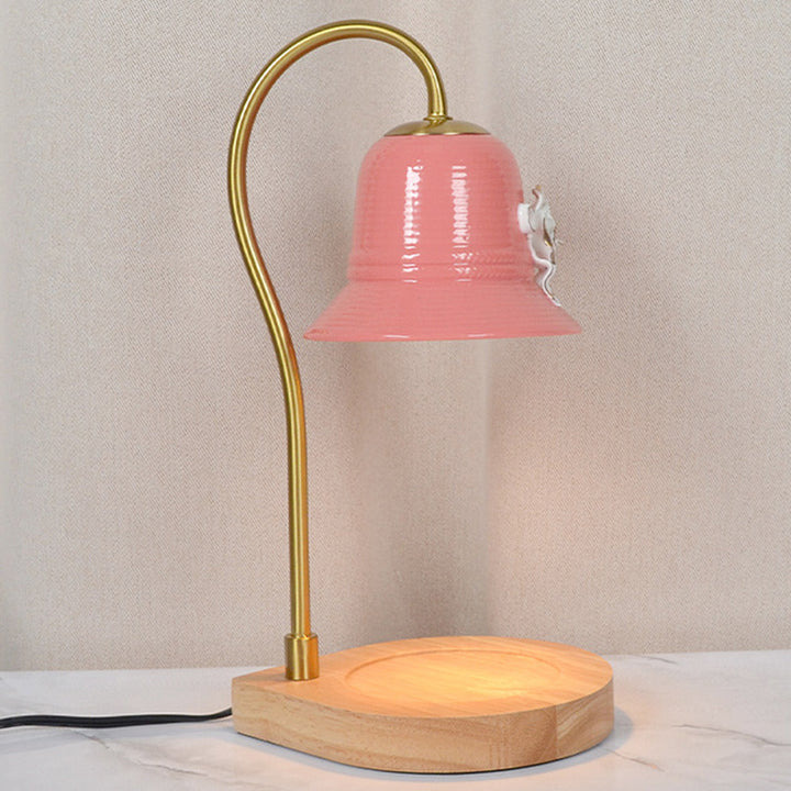 Lampe de table en fer à une lumière avec base en forme de larme vintage traditionnelle et fleur pour faire fondre la cire aromatique pour chambre 