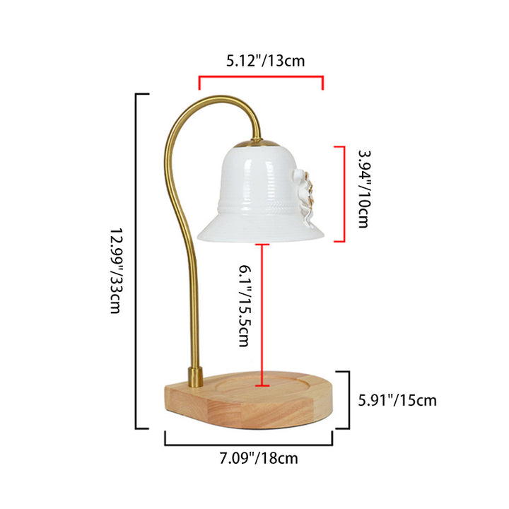 Lampe de table en fer à une lumière avec base en forme de larme vintage traditionnelle et fleur pour faire fondre la cire aromatique pour chambre 