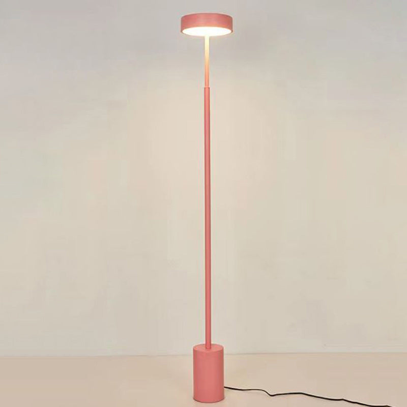 Contemporary Scandinavian Round Iron LED Standing Floor Lamp For Bedroom