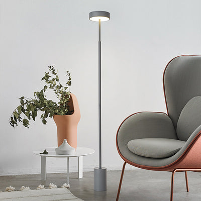 Contemporary Scandinavian Round Iron LED Standing Floor Lamp For Bedroom