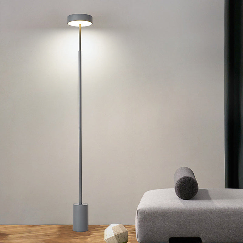 Contemporary Scandinavian Round Iron LED Standing Floor Lamp For Bedroom