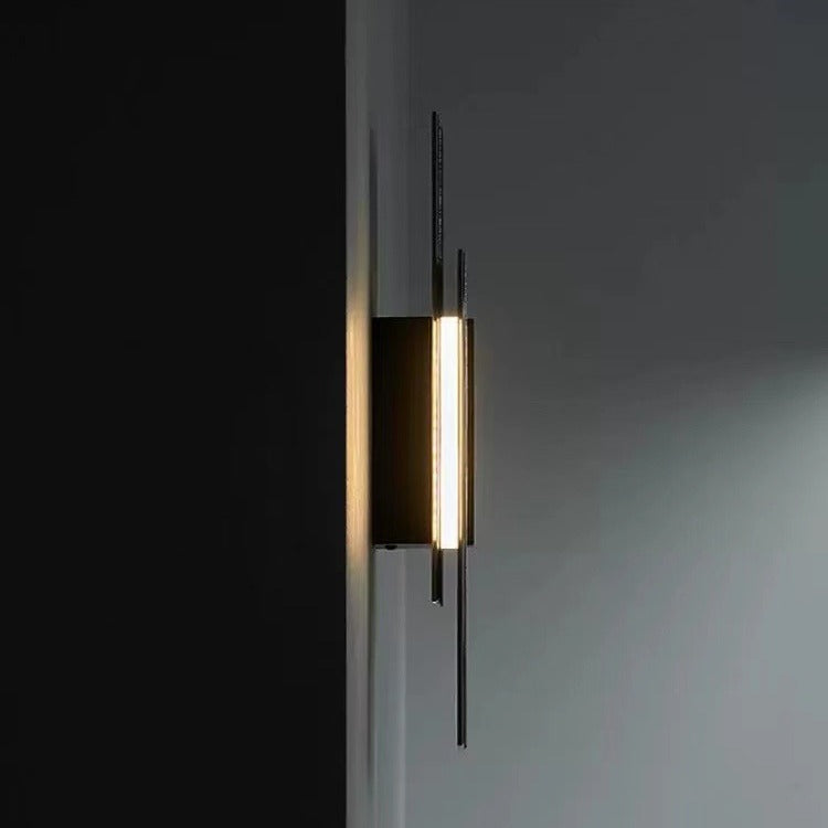 Modern Art Deco Rectangular Vertical Strip Iron LED Wall Sconce Lamp For Bedroom