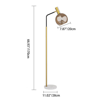 Modern Minimalist Round Glass Lampshade Iron 1-Light Standing Floor Lamp For Living Room
