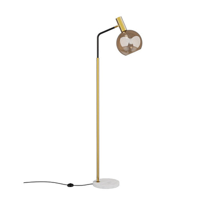 Modern Minimalist Round Glass Lampshade Iron 1-Light Standing Floor Lamp For Living Room