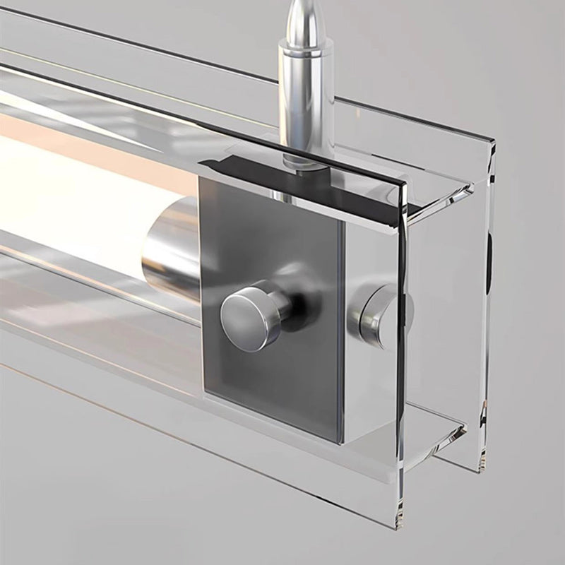 Modern Minimalist Rectangle Glass Stainless Steel LED Island Light Chandelier For Home Office