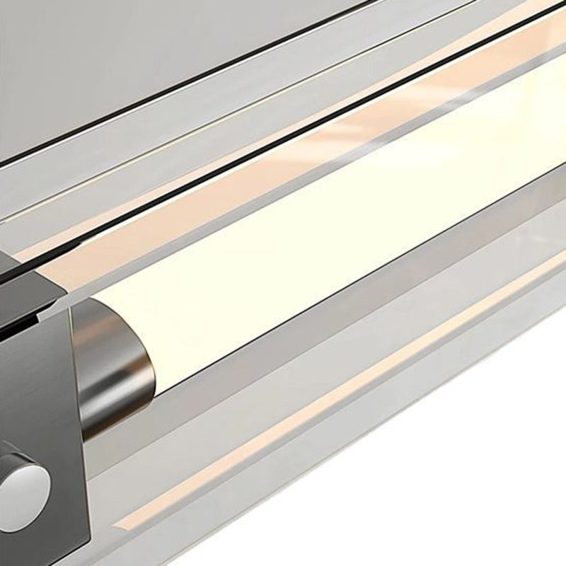 Modern Minimalist Rectangle Glass Stainless Steel LED Island Light Chandelier For Home Office