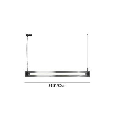 Modern Minimalist Rectangle Glass Stainless Steel LED Island Light Chandelier For Home Office