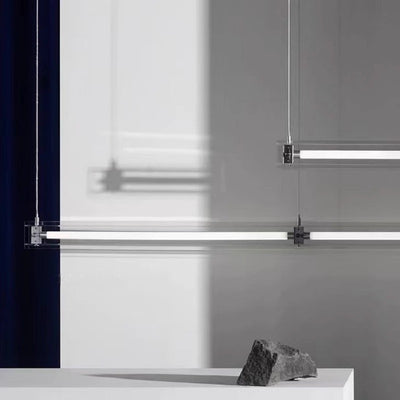 Modern Minimalist Rectangle Glass Stainless Steel LED Island Light Chandelier For Home Office
