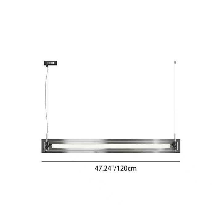 Moderne minimalistische rechteckige Glas-Edelstahl-LED-Insel-Leuchte Kronleuchter für Zuhause Büro 