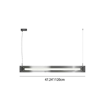 Modern Minimalist Rectangle Glass Stainless Steel LED Island Light Chandelier For Home Office