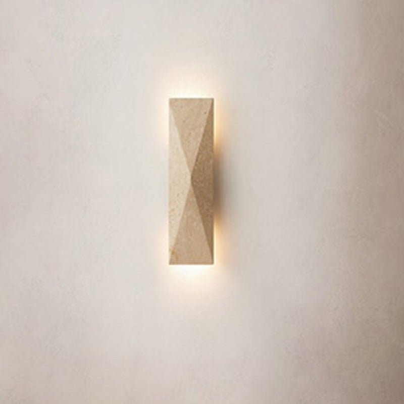 Modern Minimalist Outdoor Rectangular Yellow Travertine LED Wall Sconce Lamp for Garden
