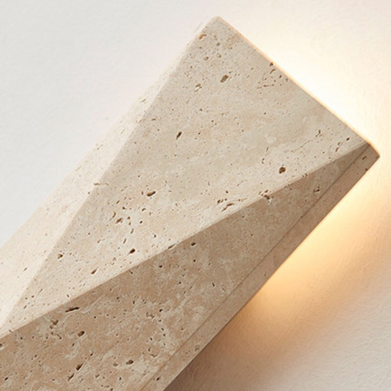 Modern Minimalist Outdoor Rectangular Yellow Travertine LED Wall Sconce Lamp for Garden
