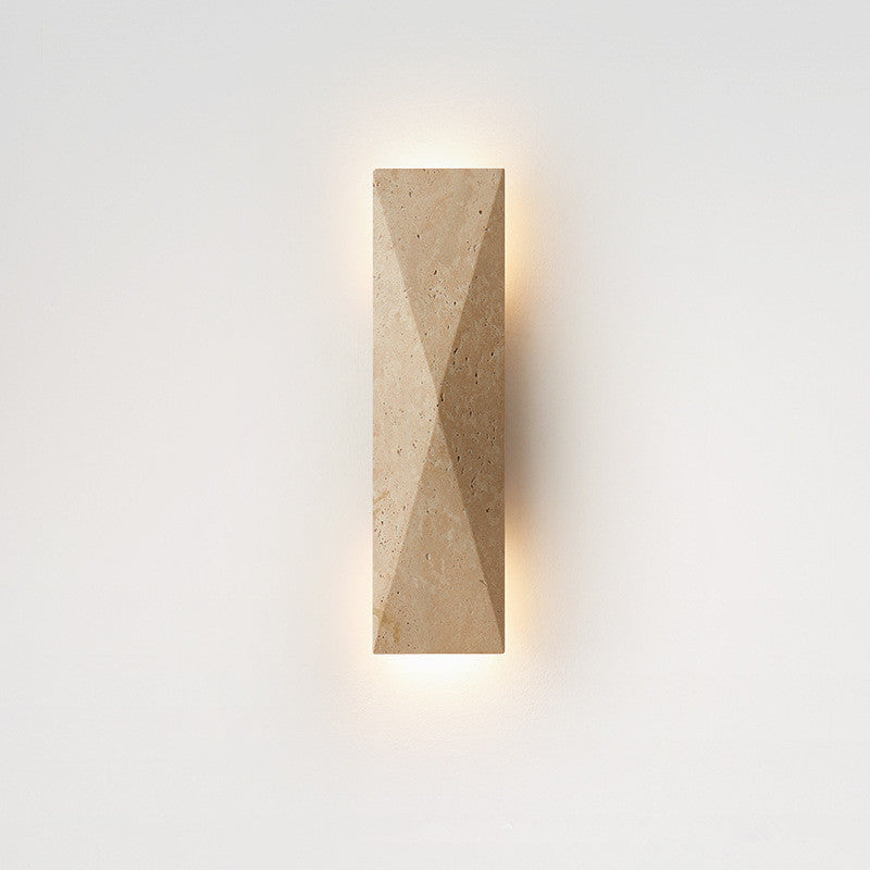 Modern Minimalist Outdoor Rectangular Yellow Travertine LED Wall Sconce Lamp for Garden