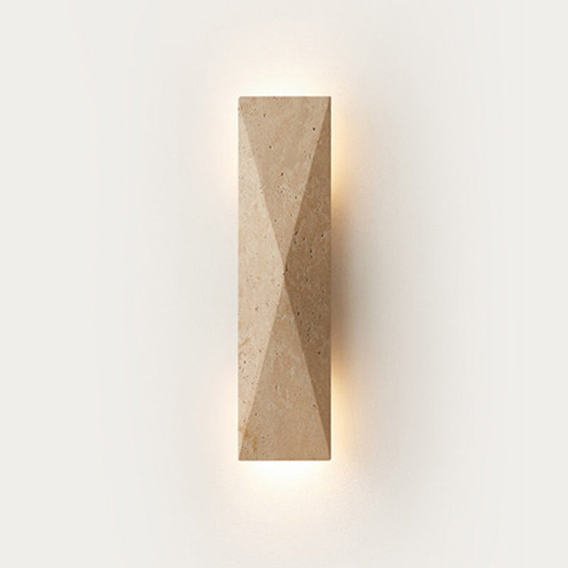 Moderne minimalistische rechteckige gelbe Travertin-LED-Wandleuchte für den Garten 