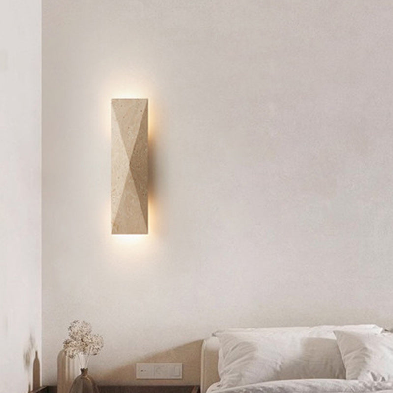 Modern Minimalist Outdoor Rectangular Yellow Travertine LED Wall Sconce Lamp for Garden