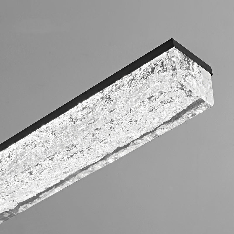 Modern Minimalist Rectangular All-Copper Resin LED Island Light Chandelier For Dining Room