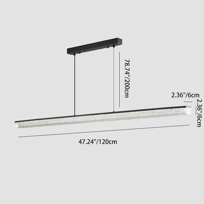Modern Minimalist Rectangular All-Copper Resin LED Island Light Chandelier For Dining Room