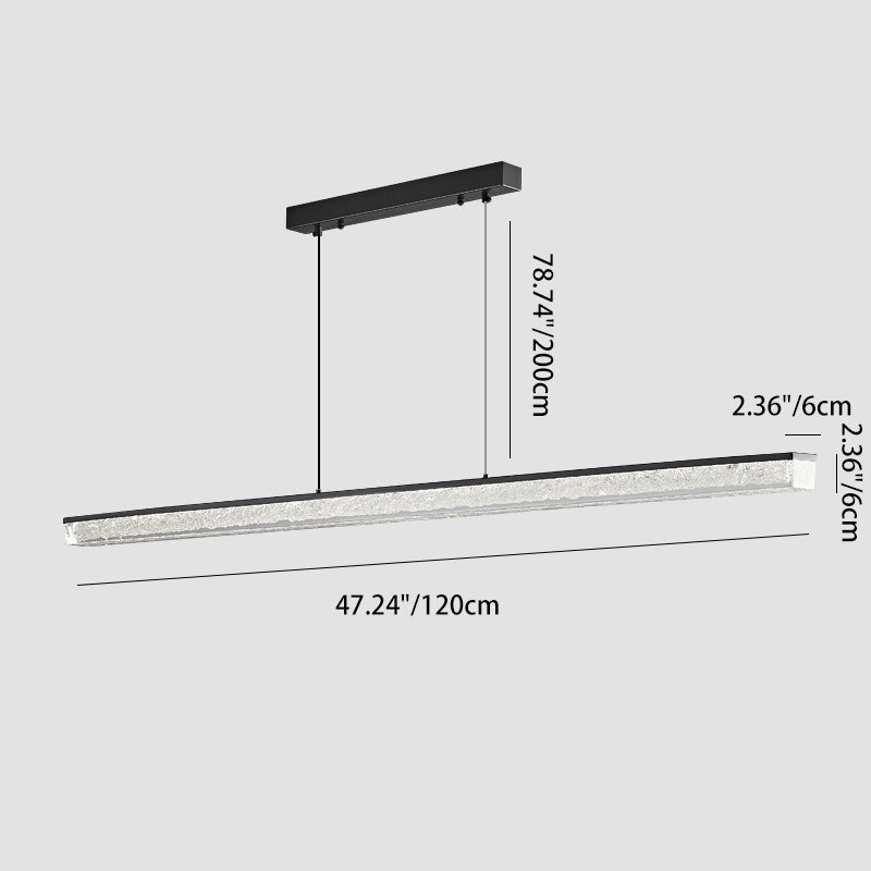 Modern Minimalist Rectangular All-Copper Resin LED Island Light Chandelier For Dining Room
