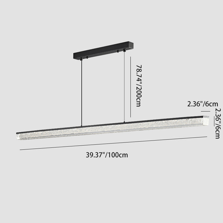Modern Minimalist Rectangular All-Copper Resin LED Island Light Chandelier For Dining Room
