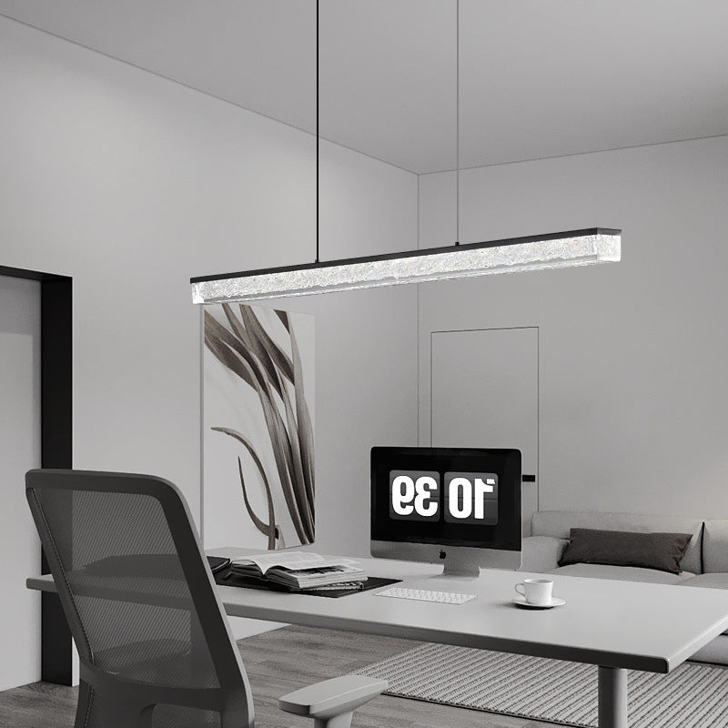 Lustre LED Rectangulaire Minimaliste Moderne en Résine et Cuivre pour Salle à Manger 