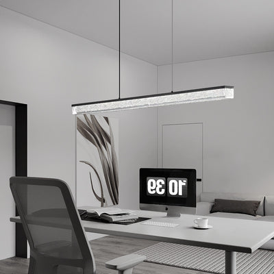 Modern Minimalist Rectangular All-Copper Resin LED Island Light Chandelier For Dining Room