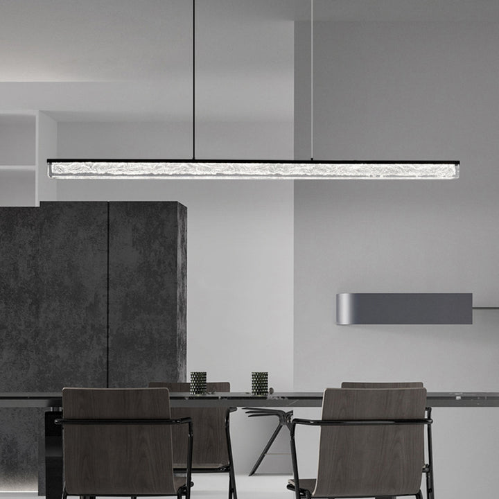 Lustre LED Rectangulaire Minimaliste Moderne en Résine et Cuivre pour Salle à Manger 