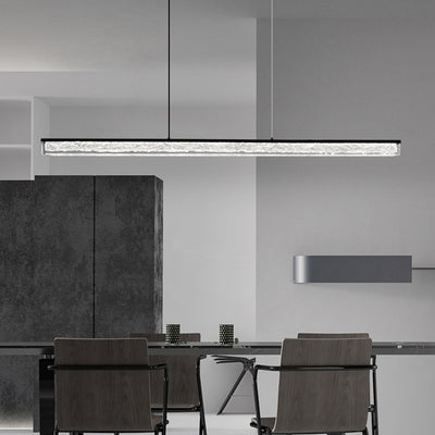 Modern Minimalist Rectangular All-Copper Resin LED Island Light Chandelier For Dining Room