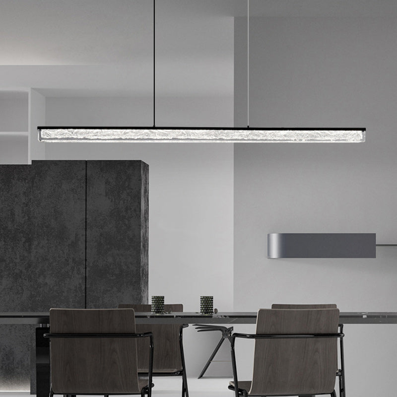Modern Minimalist Rectangular All-Copper Resin LED Island Light Chandelier For Dining Room