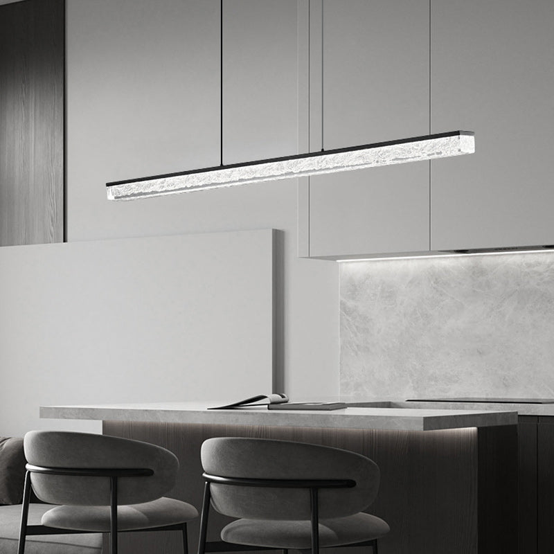 Modern Minimalist Rectangular All-Copper Resin LED Island Light Chandelier For Dining Room