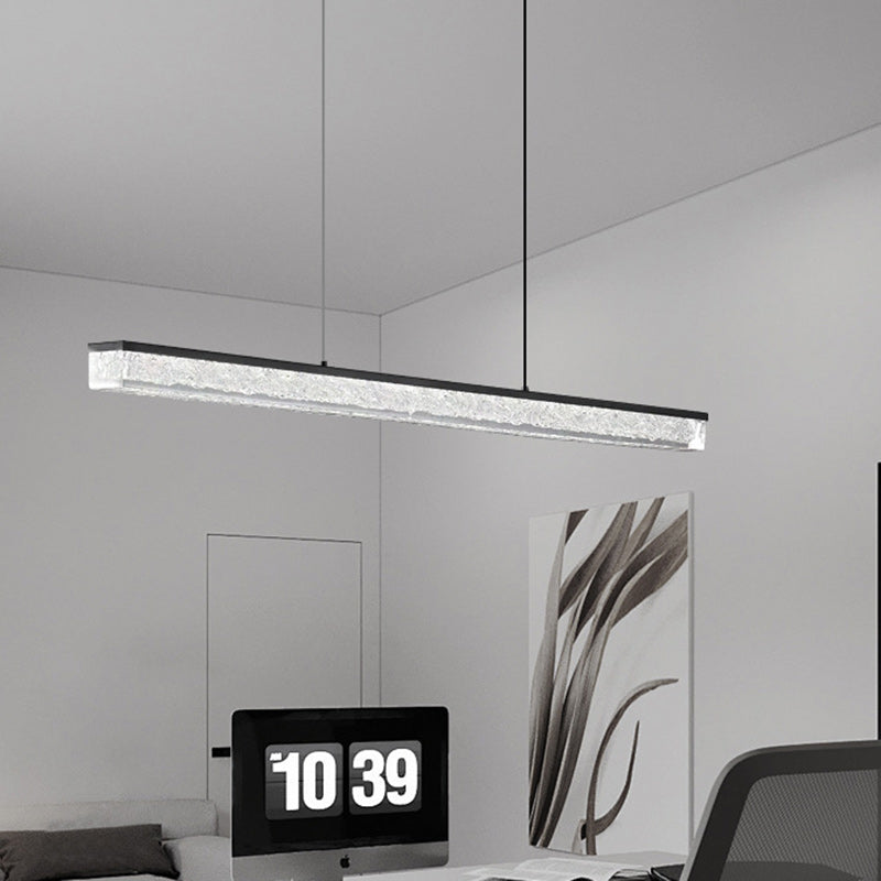 Modern Minimalist Rectangular All-Copper Resin LED Island Light Chandelier For Dining Room