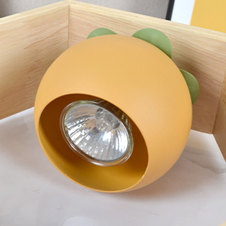 Contemporary Creative Hexagonal Wooden Frame Persimmon-Shaped Lampshade Iron 1-Light Aroma Melt Wax Table Lamp For Bedroom
