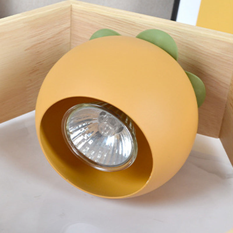 Contemporary Creative Hexagonal Wooden Frame Persimmon-Shaped Lampshade Iron 1-Light Aroma Melt Wax Table Lamp For Bedroom