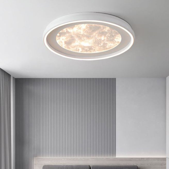 Modern Minimalist Round Cloud Iron Acrylic LED Flush Mount Ceiling Light For Bedroom